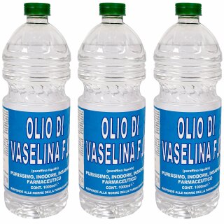Vaseline-Öl (neue Verpackung): Medizinisch reines Vaselineöl lebensmittelecht 3x 1000 ml (Lebensmittelqualität Anwendung z.B. in Saftfass), alkoholbeständig