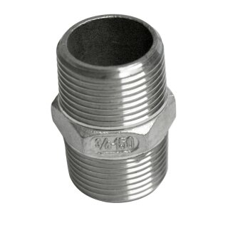 Doppelnippel 1 Zoll Edelstahl, lebensmittelecht,  Doppelmuffe AG