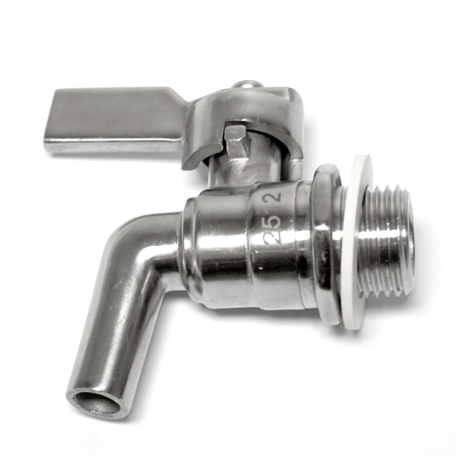 096910000004  Kugelhahn V2A Gewinde 1/2" Zoll,  lebensmittelechter Auslaufhahn aus Edelstahl, für Edelstahlfässer,  Probierhahn mit Gummi-Dichtring 	 
		 (RIV FENIX)  
	