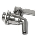 Kugelhahn V2A Gewinde 1/2" Zoll,  lebensmittelechter Auslaufhahn aus Edelstahl, für Edelstahlfässer,  Probierhahn mit Gummi-Dichtring