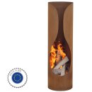 Original Terrassen-Feuerstelle  / Design- Feuersäule   Masaya Corten (Edelrost Rostoptik), Gartenkamin 122cm, echter Cortenstahl (!)