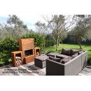 YERD Holzbox  / Hocker aus echtem Corten-Stahl: sehr stabiles Kaminholzregal-Modul 80x50x35cm, Holzlege Rost-Patina,  verschweißtes Stahl-Regal für Feuerholz, stapelbar, sehr verwindungs-steif - zum sitzen geeignet