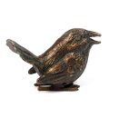 Gartendeko Figur: Bronzefigur Garten,  Vogel singend  6 cm hoch, original Rottenecker Objekt