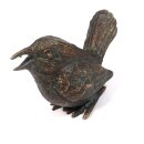 Gartendeko Figur: Bronzefigur Garten,  Vogel singend  6 cm hoch, original Rottenecker Objekt