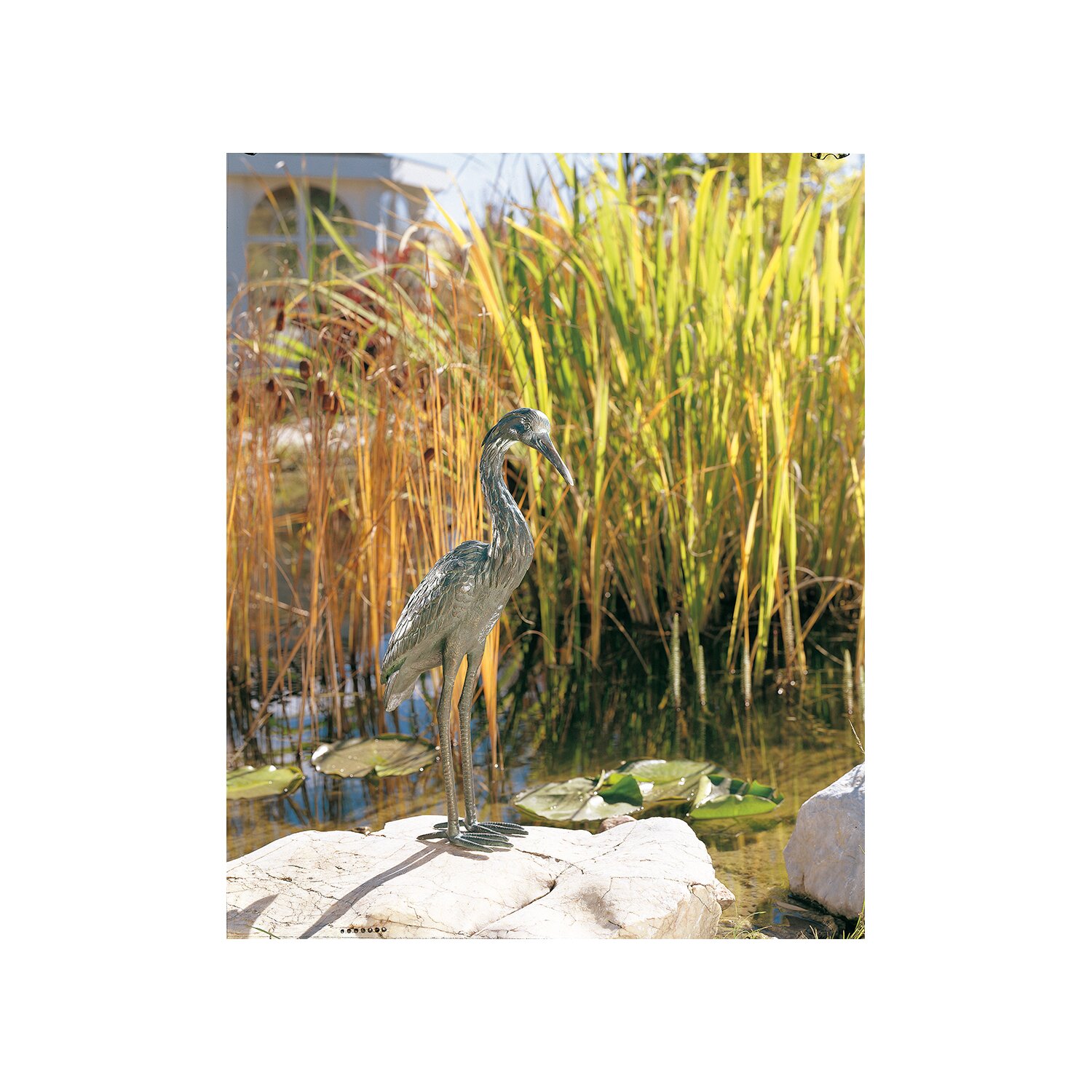 88629  Bronzefigur Graureiher  56 cm hoch 
