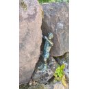 Gartendeko Figur: Bronzefigur Bergsteiger, klassischer Alpinist Malte mini, 21 cm hoch - Kopf nach links gedreht
