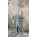 Gartendeko Figur: Bronzefigur Bergsteiger, klassischer Alpinist Malte mini, 21 cm hoch - Kopf nach links gedreht