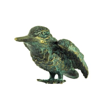 Gartendeko Figur: Bronzefigur Garten,  Eisvogel klein, Flügel offen, 8 cm hoch, original Rottenecker Objekt