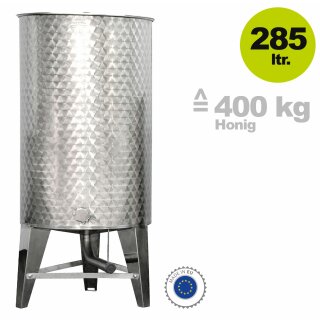 Honig-Fass:  400 kg / 285 Liter Volumen, konischer Boden, Edelstahlfass/ Lagertank für Honig  inkl. Edelstahl-Quetschhahn (versandkostenfrei)* 