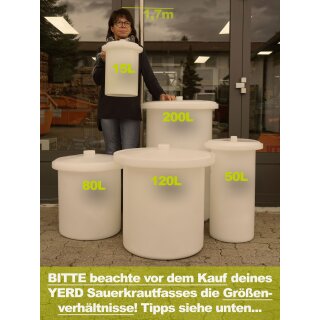6462 Details:   Fischer Sauerkraut-Topf: Gärfass für Sauerkraut / Choucroute, Sauerteig-Bottich, Gemüse Fermentations-Fass, ungefärbt weiß, reines lebensmittelechtes PE,  100 Liter, mit hermetischem Wasserrand (Gärglocke) / Sauerkrautfass, Fermenter Küche, 100 Liter, Sauerteig-Behälter, Teig-Bottich, réservoir Poolish, réservoir Levain, Weinheimer Qualitätssauer, Detmolder Einstufensauer 