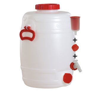 Graf Getränkefass Rund 30 Liter mit Auslaufhahn NW 15 und Gärspund