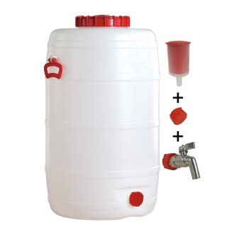 Graf Getränkefass Rund 125 Liter mit Messing Auslaufhahn  3/4" und Gärspund