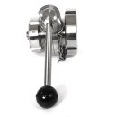 Scheibenventil Eingang NW 50 MT mit Überwurfmutter,   Ausgang NW32 VT mit Blindkappe,  mit Endlagenverr.