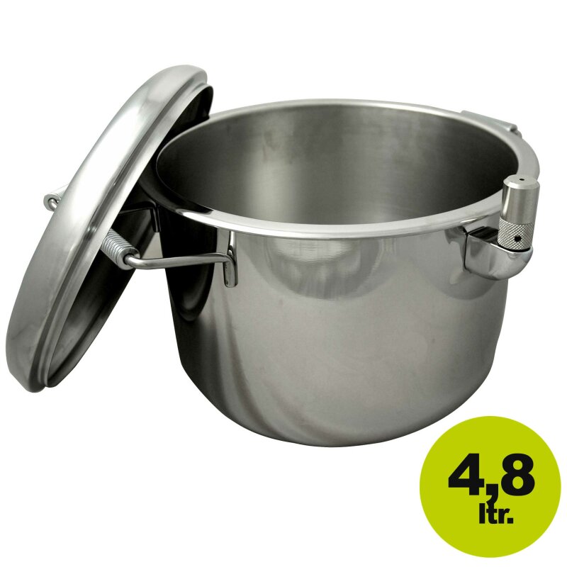 30471 /  Marmeladentopf mit Wasserbad 4,8 Liter, doppelwandiger V2A Edelstahl-Drucktopf mit Ventil: Exakte Temperatur von 105°C auf allen Herdarten