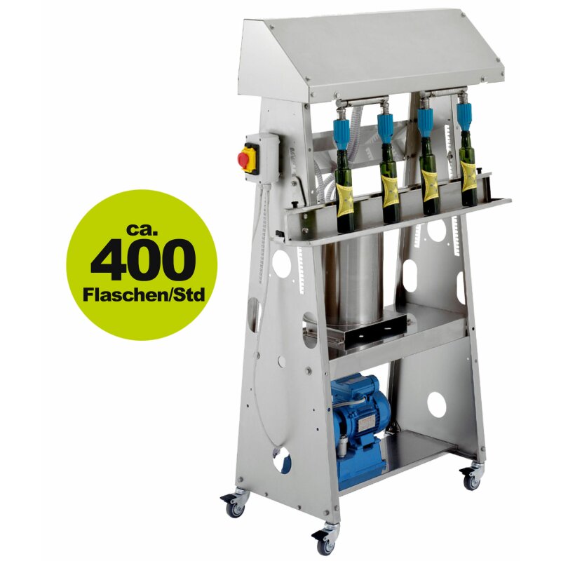 F4QCA0008 /  Vakuumabfüllgerät für Öl und viskose Flüssigkeiten  mit 4 Stationen, 400 Flaschen/Std. (versandkostenfrei)* 