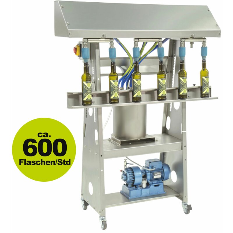 F4QCA0009 /  Vakuumabfüllgerät für Öl und viskose Flüssigkeiten mit 6 Stationen, 600 Flaschen/Std. (versandkostenfrei)*