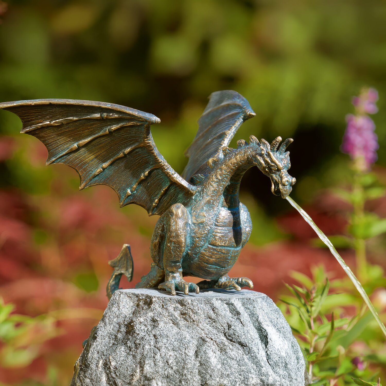 90169  Gartendeko: Bronzefigur Drachenvogel Terrador klein, Wasserspeier/Brunnen, 20 cm hoch 	 
		 (Bronze, Figur, Garten, Drachenvogel)  
	